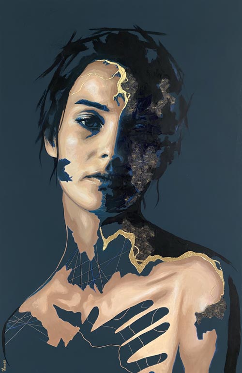 Cristina, portrait contemporain kintsugi, identité fragmentée et résilience