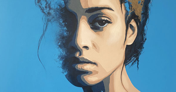 portraits contemporains kintsugi de femme par Nonoss, série contours effacés