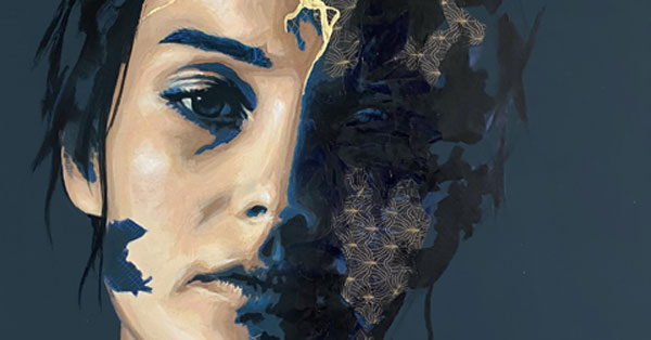 portraits contemporains kintsugi de femme par Nonoss, série fragilité latente